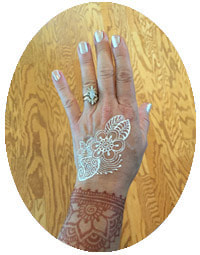 henna tattoo hand in white 